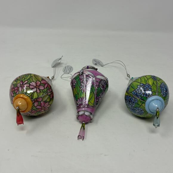Bradford Editions Era of Louis Tiffany Heirloom Porcelain Ornaments #12 set of 3 - Picture 2 of 8